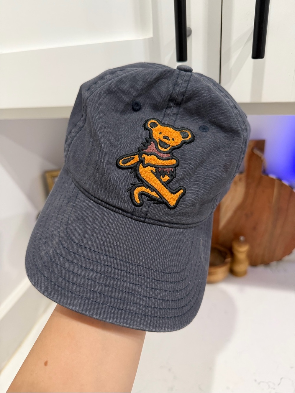 Grateful Dead Denim Gray Adjustable Strap Hat Cap Orange Bear By Mad Engine 2023